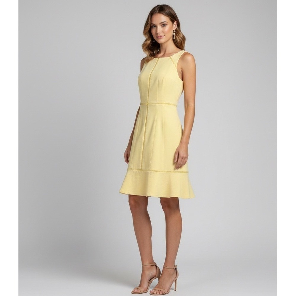 White House Black Market Womens Sleeveless Fit & Flare Yellow Dress Size 2